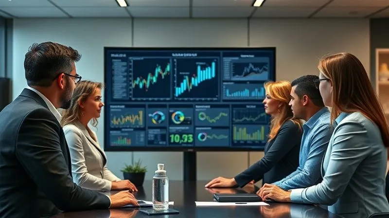 A diverse legal team, dressed in professional attire, collaborating intently around a large monitor displaying complex legal charts, in a modern, well-lit law office. Photorealistic, professional photography, 8K, cinematic lighting, sharp focus on the team, depth of field blurring the background, shot on a high-end DSLR.