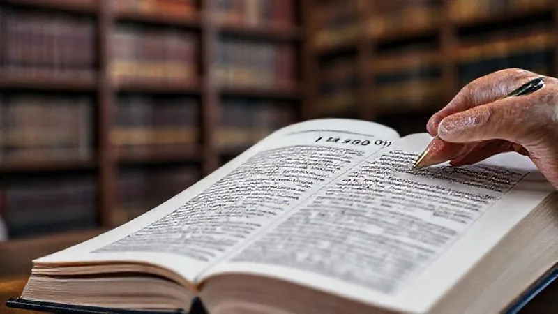 photorealistic, professional photography, 8K, cinematic lighting, sharp focus, depth of field, shot on a high-end DSLR, a close-up of a legal textbook opened to a page on '11 U.S.C. § 523(a)(2)', with a lawyer's hand highlighting text with a pen. The background is a softly blurred modern law library, conveying deep research and legal expertise.