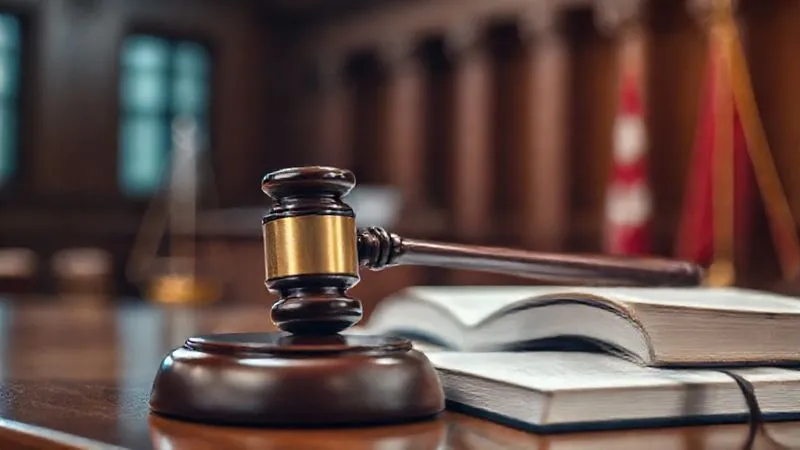 A photorealistic close-up of a judge's gavel resting on legal books, with a blurred background of a courtroom or legal chamber, emphasizing seriousness and finality. Cinematic lighting, sharp focus on the gavel, depth of field, 8K hyper-detailed, professional photography, shot on a high-end DSLR.