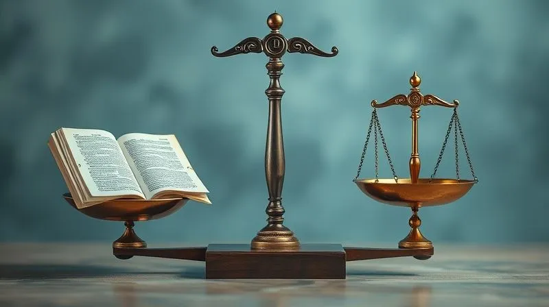 A photorealistic image of a gradually shifting legal scale, one side weighted with ancient texts and the other with modern symbols of justice, surrounded by a subtle aura of societal progress. Cinematic lighting, 8K, sharp focus, depth of field, professional photography, shot on a high-end DSLR.