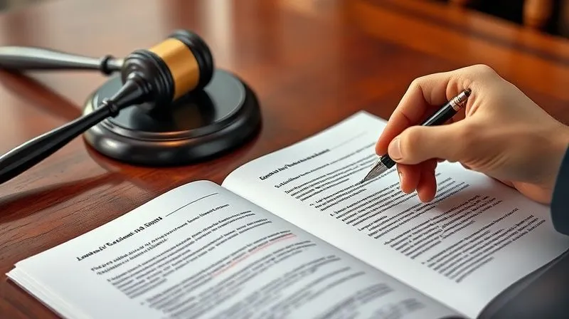 photorealistic, professional photography, 8K, cinematic lighting, sharp focus, depth of field, shot on a high-end DSLR. A close-up of a legal brief, open on a polished wooden table, with a gavel resting beside it. The brief has sections highlighted, and a hand with a pen is pointing to a specific legal argument, conveying the meticulous nature of an appeal to a judicial board.