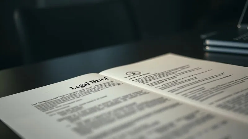 A photorealistic, professional photography, 8K, cinematic lighting, sharp focus, depth of field, shot on a high-end DSLR, of a legal brief open on a table, with a stylized compass rose overlaying the text, signifying navigation through complex legal procedures. The lighting is dramatic and focused on the document.