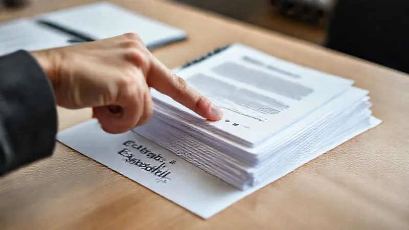 A photorealistic image of a stack of new, organized documents labeled 'Exhibit A', 'Exhibit B', etc., neatly arranged on a legal pad. A hand points to a specific document, emphasizing its importance. The setting is a clean, professional desk. Cinematic lighting, sharp focus on the documents, depth of field blurring the background. Shot on a high-end DSLR, 8K hyper-detailed.