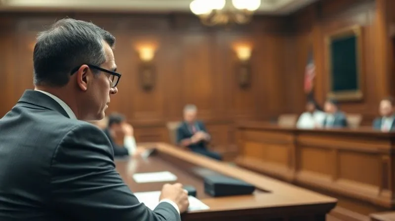 A photorealistic image of a courtroom scene, focused on a defense attorney making a compelling argument, with the jury and judge subtly blurred in the background, conveying intense legal debate. Cinematic lighting, sharp focus on the attorney, depth of field, 8K, shot on a high-end DSLR, professional photography.