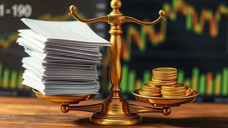 A photorealistic image of a vintage brass balance scale, with one side holding a stack of legal documents and the other side holding a pile of gold coins, representing the careful balancing of legal and financial values during a corporate transaction, professional photography, 8K, cinematic lighting, sharp focus on the scale, depth of field blurring a background of financial charts, shot on a high-end DSLR, evoking precision and critical assessment.