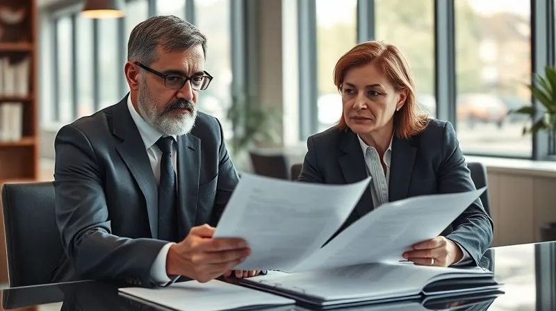 A photorealistic image of a lawyer attentively explaining complex legal documents to a client in a modern, professional office setting. The client is listening intently, showing understanding. Soft, natural light illuminates the scene, and the expressions are serious but hopeful. 8K, cinematic lighting, sharp focus on their interaction, depth of field, shot on a high-end DSLR.