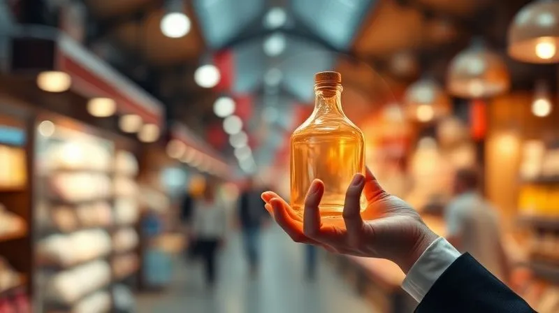 photorealistic, professional photography, 8K, cinematic lighting, sharp focus, depth of field, shot on a high-end DSLR, a hand holding a stylized, elegant product design (e.g., a modern lamp or a unique bottle) with a glowing, protective aura around it, symbolizing design patent protection. The background is a blurred, abstract representation of a marketplace.