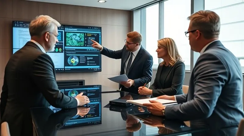 A photorealistic, professional photography, 8K, cinematic lighting, sharp focus, depth of field, shot on a high-end DSLR. A legal team in a modern conference room, intensely reviewing digital evidence on a large screen, with one lawyer pointing to a specific data point while another consults a thick legal textbook. The atmosphere is one of strategic preparation and anticipation of challenges, with a sense of meticulous detail.