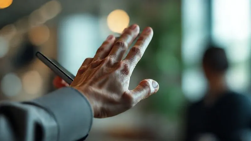 Photorealistic image depicting a person's hand subtly trying to block another person's hand reaching for a phone, symbolizing isolation and control. The background is softly blurred, focusing on the interaction, 8K, cinematic lighting, sharp focus, depth of field, shot on a high-end DSLR.