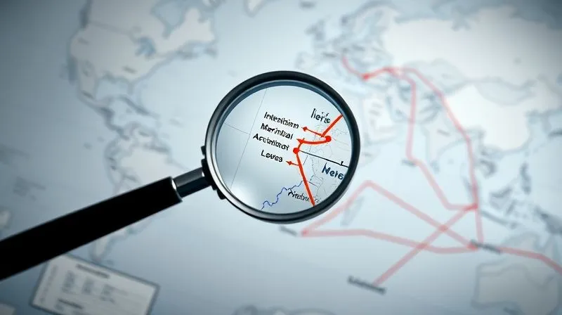 A photorealistic intricate legal map or flowchart, showing interconnected international maritime laws and local port regulations, with different colored lines representing jurisdictional overlaps. A magnifying glass hovers over a specific port area, indicating detailed scrutiny. Cinematic lighting, sharp focus on the map, depth of field blurring the background. 8K hyper-detailed, shot on a high-end DSLR, conveying complexity and precision.