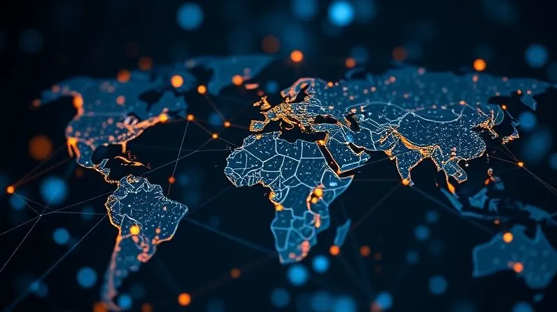 A photorealistic, professional photography, 8K, cinematic lighting, sharp focus, depth of field, shot on a high-end DSLR, depicting a glowing, interconnected global map with specific nodes representing international legal bodies and digital rights organizations, linked by lines of influence. The scene emphasizes collaboration and a united front against internet censorship, with a sense of global reach and solidarity.