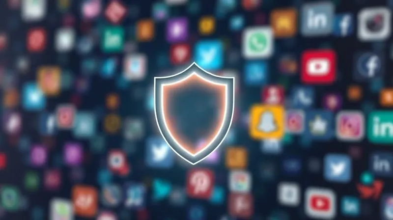 A photorealistic, professional photography image of a brand's logo, rendered as a glowing, protective shield, standing strong against a blurred, chaotic background of digital noise and fragmented social media icons. The shield is in sharp focus, emanating a soft light, symbolizing resilience and protection. Cinematic lighting, depth of field, 8K hyper-detailed, shot on a high-end DSLR.