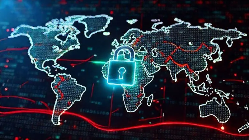 Photorealistic, professional photography, 8K, cinematic lighting, sharp focus, depth of field, shot on a high-end DSLR. A holographic, glowing world map overlaid with intricate legal code and red and green lines indicating legal and restricted zones for betting, symbolizing the complexity of international sports betting laws. A digital padlock icon is prominently displayed over restricted areas.