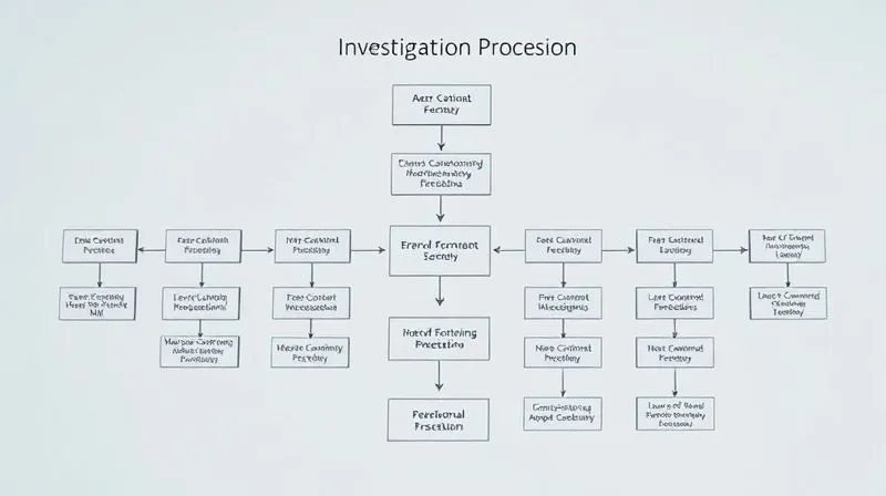 A photorealistic image showing a clear, complex flowchart of an institutional investigation process, with arrows and decision points, rendered in a professional, minimalist style, 8K, cinematic lighting, sharp focus.