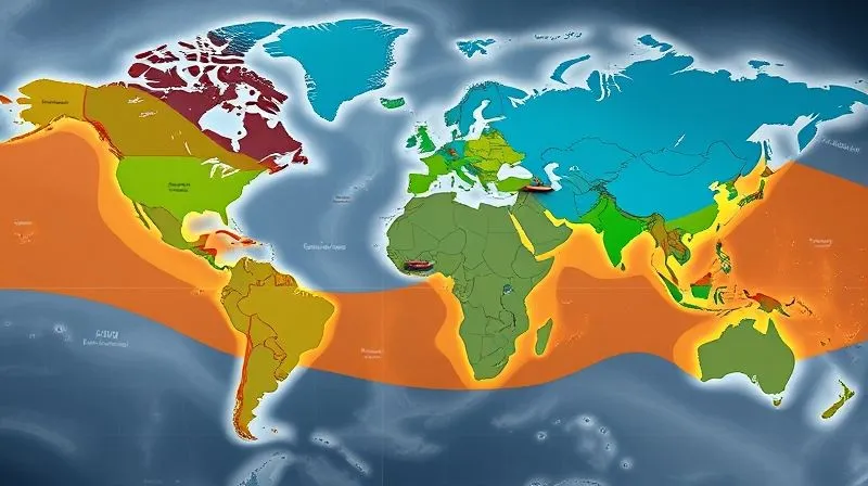 photorealistic, professional photography, 8K, cinematic lighting, sharp focus, depth of field, shot on a high-end DSLR, a detailed world map highlighting different maritime regulatory zones in distinct but harmonious colors, with small ship icons navigating through them, symbolizing the complexity of international port regulations for ballast water discharge. The map should subtly emphasize areas like the USCG jurisdiction, IMO waters, and regional agreements.