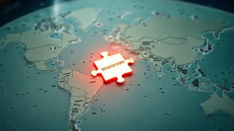 A photorealistic, professional photography, 8K, cinematic lighting, sharp focus, depth of field, shot on a high-end DSLR of a symbolic image of a complex legal puzzle being meticulously pieced together on a global map, with a single, brightly lit piece representing justice for non-state actors, evoking hope and the ongoing effort for international accountability.