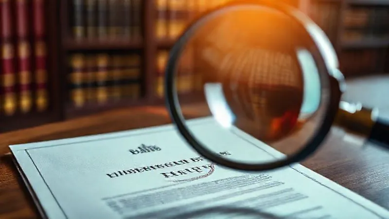 A photorealistic, professional photography, 8K, cinematic lighting, sharp focus, depth of field, shot on a high-end DSLR, depicting a highly detailed legal document with a seal, titled 'Bilateral Investment Treaty', being meticulously reviewed under a powerful magnifying glass. The background is a blurred, sophisticated law library, conveying precision, scrutiny, and the legal weight of the document. Emotionally resonant with detailed examination and legal diligence.