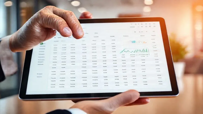 A photorealistic, professional photography, 8K image of a transparent, secure digital ledger or financial dashboard on a sleek tablet, displaying organized financial data and gift records. A person's hand is hovering over the screen, indicating review. The background is a modern, clean office space. Cinematic lighting, sharp focus on the tablet screen, depth of field blurring the background, shot on a high-end DSLR, conveying security and transparency in financial management.