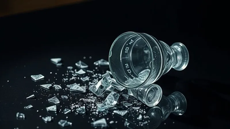 A photorealistic, high-angle shot of a shattered glass trophy, symbolic of a broken sports sponsorship, with fragments scattered across a dark, reflective surface. The background is blurred, suggesting the chaos of a scandal. Cinematic lighting emphasizes the sharp edges and reflections, creating a sense of broken trust and immediate fallout. 8K hyper-detailed, professional photography, shot on a high-end DSLR.