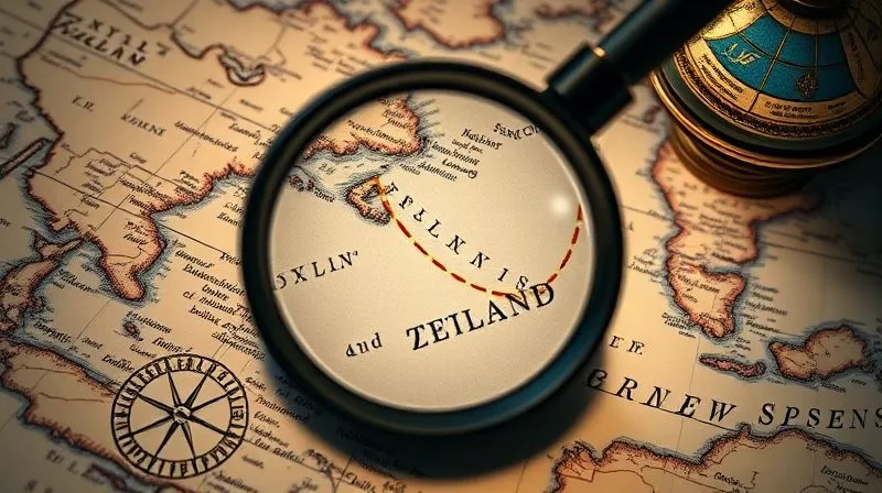 A photorealistic, professional photograph of a detailed nautical chart showing a disputed maritime boundary between two fictional countries, Xylos and Zetland. The ambiguous section is highlighted with a magnifying glass, and subtle lines indicate different possible interpretations. The map is antique-style but hyper-detailed, with compass roses and intricate sea depths. 8K, cinematic lighting, sharp focus on the chart, depth of field blurring a globe in the background, shot on a high-end DSLR, conveying a complex geopolitical challenge.