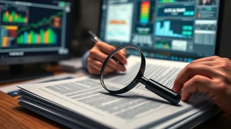 A photorealistic, professional photography image of a person meticulously reviewing a stack of complex legal documents and digital screens displaying data flow diagrams, with a magnifying glass over a critical clause. Cinematic lighting, sharp focus on the documents, depth of field blurring the background, 8K hyper-detailed, shot on a high-end DSLR.