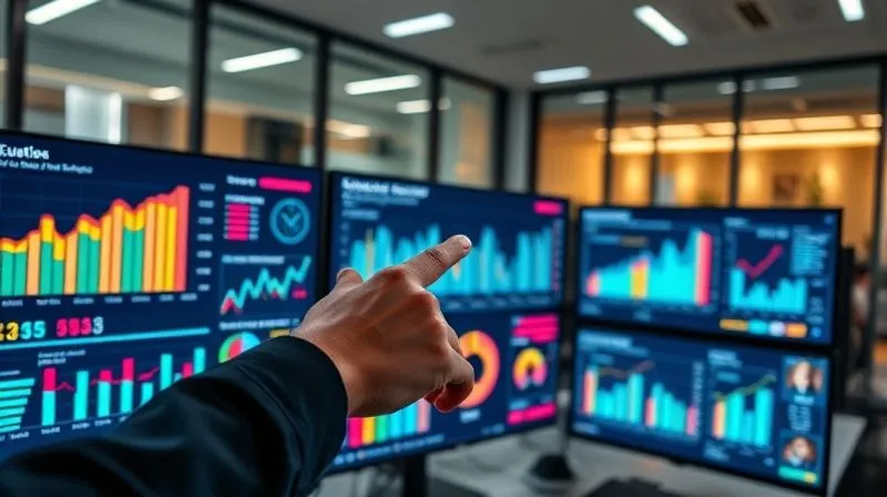 photorealistic, professional photography, 8K, cinematic lighting, sharp focus, depth of field, shot on a high-end DSLR, a vibrant, interactive data dashboard displayed on multiple computer screens in a modern office, showing charts and graphs related to educational equity and special education funding, with a hand pointing to a specific data point. The atmosphere is analytical and forward-thinking.