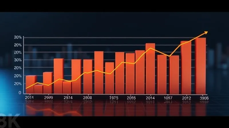 photorealistic, professional photography, 8K, cinematic lighting, sharp focus, depth of field, shot on a high-end DSLR. A dynamic 3D bar chart or line graph showing two distinct lines: one representing general inflation (lower, steadier) and another representing medical inflation (higher, more volatile) over a 50-year timeline. The lines should be clearly differentiated by color, with a focus on the widening gap between them as time progresses. The background is a subtle, abstract representation of financial data or currency symbols, with cinematic lighting highlighting the graph's disparity.