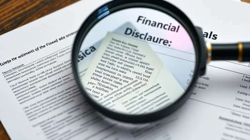 Photorealistic image of a magnifying glass over a document with small text, contrasting with a second document clearly displaying large, easy-to-read financial disclosures. Cinematic lighting, sharp focus, depth of field, 8K, professional photography, shot on a high-end DSLR.