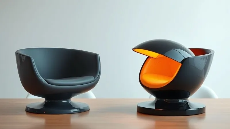 Photorealistic, professional photography, 8K, cinematic lighting, sharp focus, depth of field, shot on a high-end DSLR. Two similar product designs (e.g., two modern chairs or lamps) placed side-by-side on a clean, minimalist table. A pair of discerning eyes, belonging to an 'ordinary observer,' are subtly reflected in the glossy surface of one product, emphasizing the visual comparison test. The background is softly blurred, focusing attention on the designs.