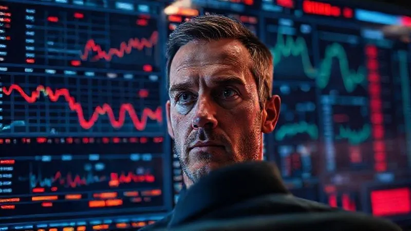 A photorealistic, professional photography, 8K, cinematic lighting, sharp focus, depth of field, shot on a high-end DSLR of a complex digital dashboard displaying real-time sports betting data, with graphs showing anomalies and red alerts. The screen is illuminated, reflecting on a focused analyst's face in the foreground, signifying vigilance.