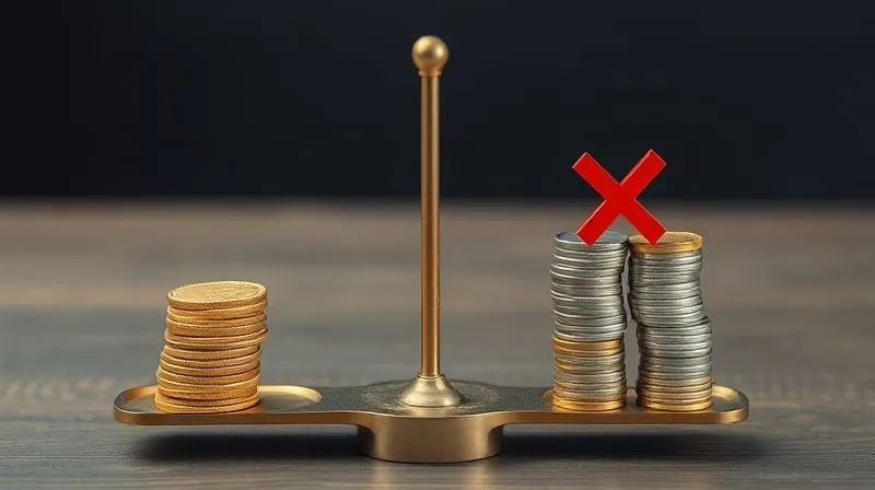 A photorealistic image of a balanced scale, with one side representing "Gains" (a stack of gold coins) and the other side representing "Losses" (a smaller, but strategically placed stack of silver coins or a red 'minus' sign), indicating equilibrium and the strategic offsetting of financial outcomes. 8K, professional photography, sharp focus, depth of field, shot on a high-end DSLR, conveying financial balancing.