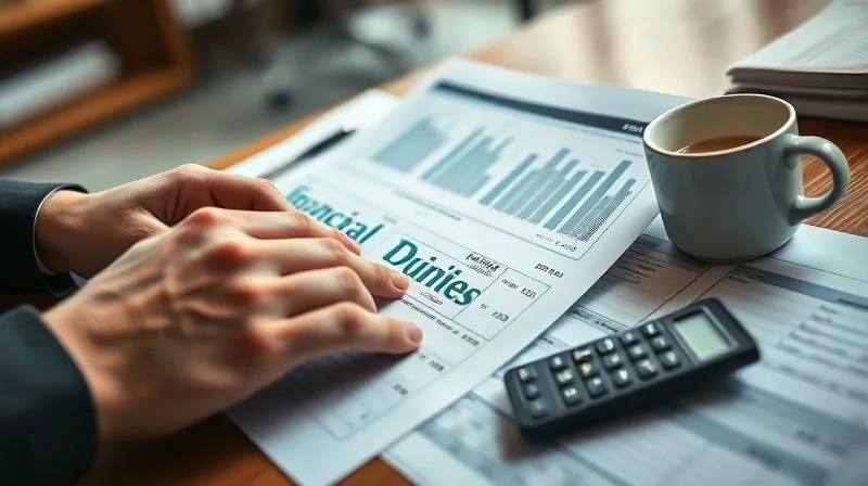 photorealistic, professional photography, 8K, cinematic lighting, sharp focus, depth of field, shot on a high-end DSLR, a person's hands poring over a detailed business ledger and profit & loss statements, a calculator and coffee cup nearby, the background subtly blurred office setting, emphasizing the intricate process of financial investigation.