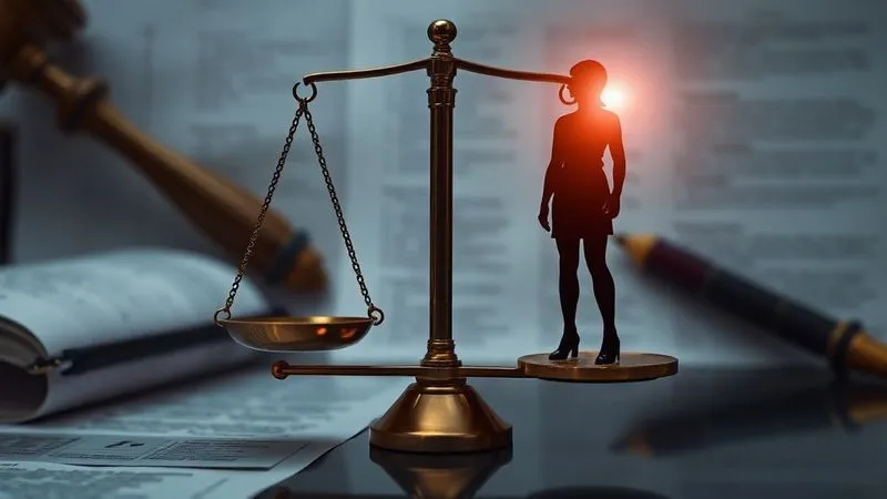 A photorealistic image of a digital scale, one side weighted down by lines of code and data, the other side rising with a shining human figure, symbolizing the quest for equitable outcomes and systemic reform in AI justice. Cinematic lighting, sharp focus on the scale, depth of field blurring a background of legal documents, 8K, professional photography, shot on a high-end DSLR.