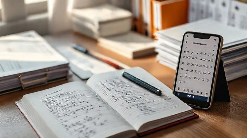 A photorealistic image of a neatly organized desk with medical files, a personal journal open with handwritten entries, and a smartphone displaying a calendar with appointments. Soft, natural light streams in, highlighting the importance of meticulous documentation. Professional photography, 8K, cinematic lighting, sharp focus, depth of field. A sense of diligence and thoroughness is conveyed.