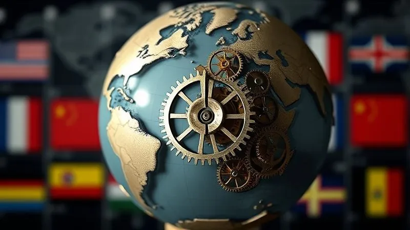 A photorealistic image of a globe made of intricate clockwork gears, with a single broken gear prominently displayed, symbolizing the disruption of international patent timelines due to early disclosure. The globe is surrounded by blurred maps and international flags, cinematic lighting, sharp focus on the broken gear, depth of field, 8K hyper-detailed, professional photography, shot on a high-end DSLR.