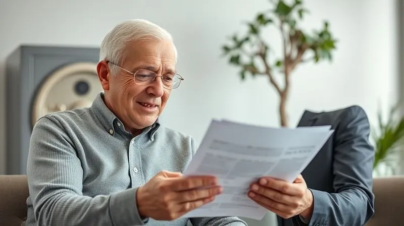 A photorealistic, professional photography, 8K, cinematic lighting, sharp focus, depth of field, shot on a high-end DSLR of an elderly person confidently reviewing a financial statement with a trusted financial advisor, both smiling gently. The setting is a brightly lit, modern office, conveying transparency and security. A subtle background element like a locked safe or a strong oak tree symbolizes robust protection and long-term planning.