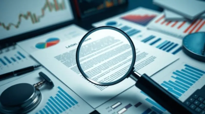 A photorealistic, professional photography, 8K, cinematic lighting, sharp focus, depth of field, shot on a high-end DSLR, showing a legal brief surrounded by financial charts and graphs, with a magnifying glass highlighting a specific clause. The scene is set in a modern, well-lit office, conveying meticulous financial and legal analysis, with a sense of urgency.