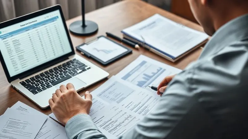 A photorealistic image of a person meticulously organizing legal documents and financial statements on a desk, with a laptop displaying a spreadsheet. The person is focused and determined, symbolizing diligent mitigation efforts during a crisis. professional photography, 8K, cinematic lighting, sharp focus, depth of field, shot on a high-end DSLR.